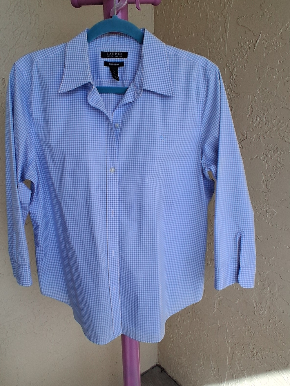 Lauren Ralph Lauren Light Blue Check Blouse